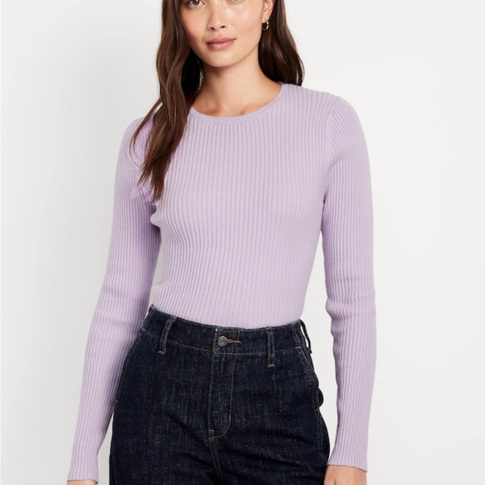 Old Navy Ribbed Sweater – Crew Neck Lilac Long Sleeve
